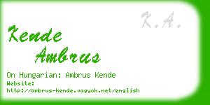 kende ambrus business card